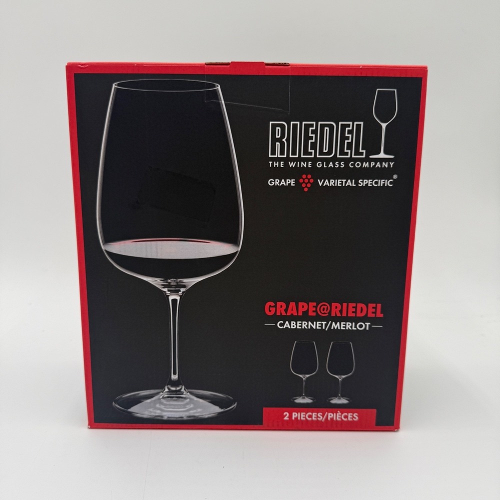 New Riedel Cabernet Merlot Wine Glass 2 Piece Set Grape Varietal Specific